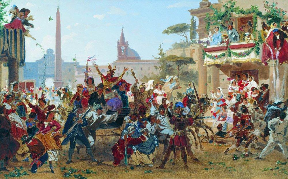 Fiodor Bronnykov Roma Carnevale a piazza del 1860