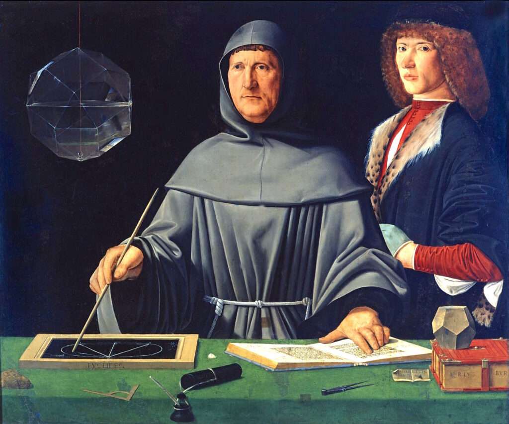 Ritratto di Luca Pacioli (1445–1517) con uno studente, attribuito a Jacopo de' Barbari