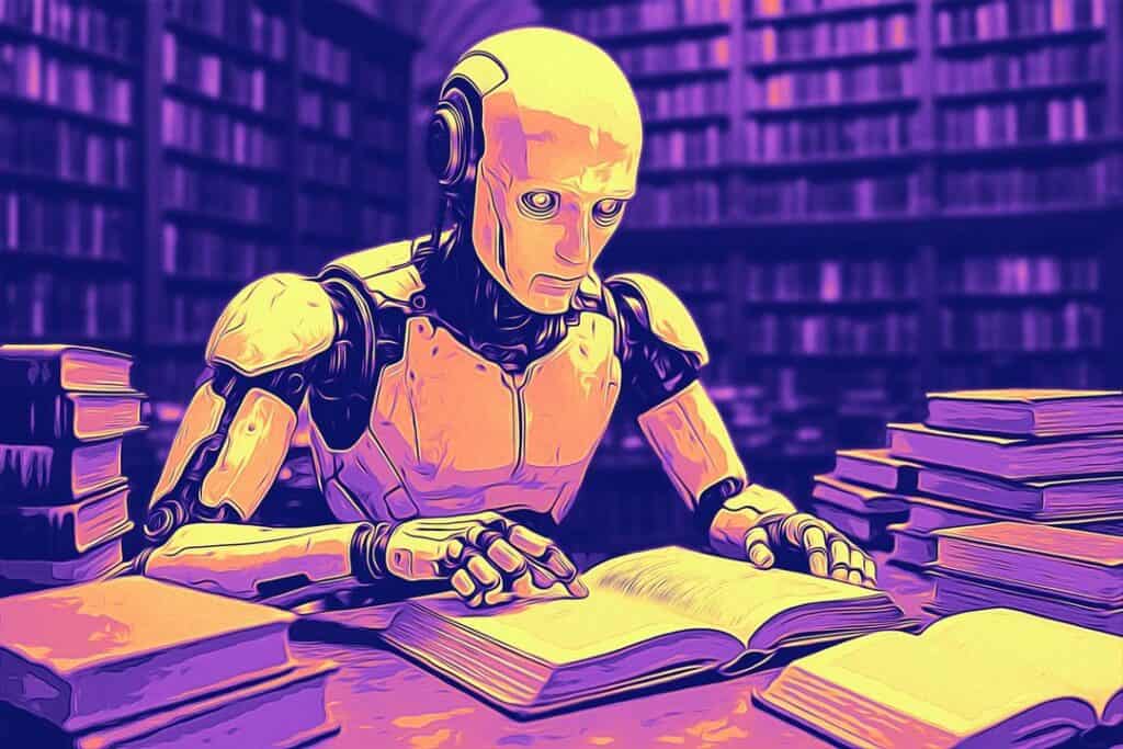 Robot che legge un libro