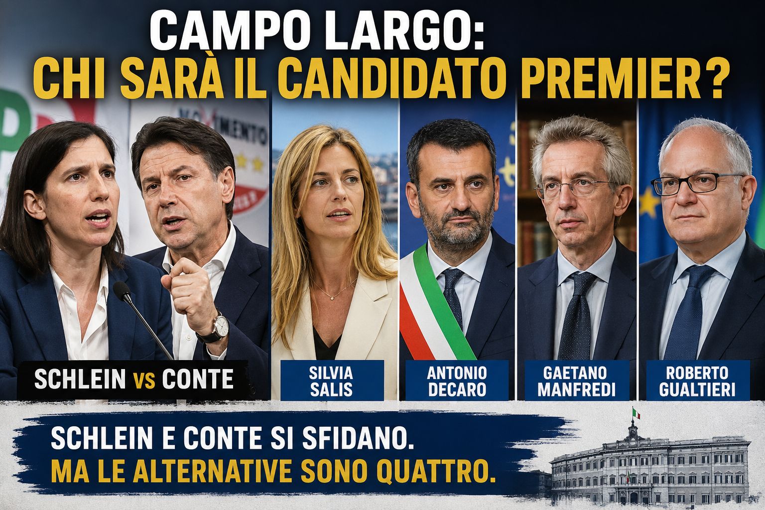 Silvia Salis, Antonio Decaro, Gaetano Manfredi e Roberto Gualtieri tra le possibili alternative per la leadership del campo largo