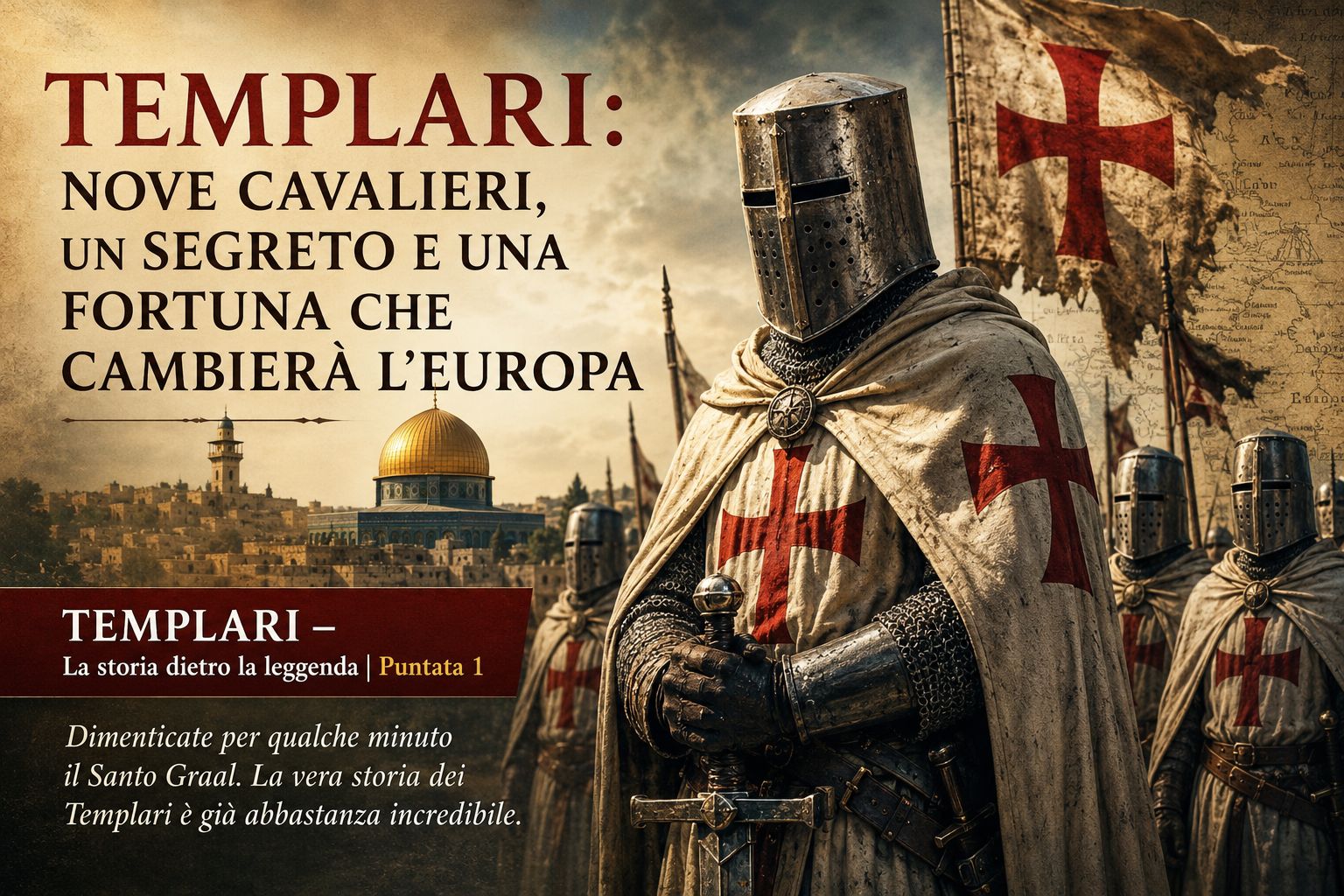 Cavalieri Templari a Gerusalemme davanti al Monte del Tempio