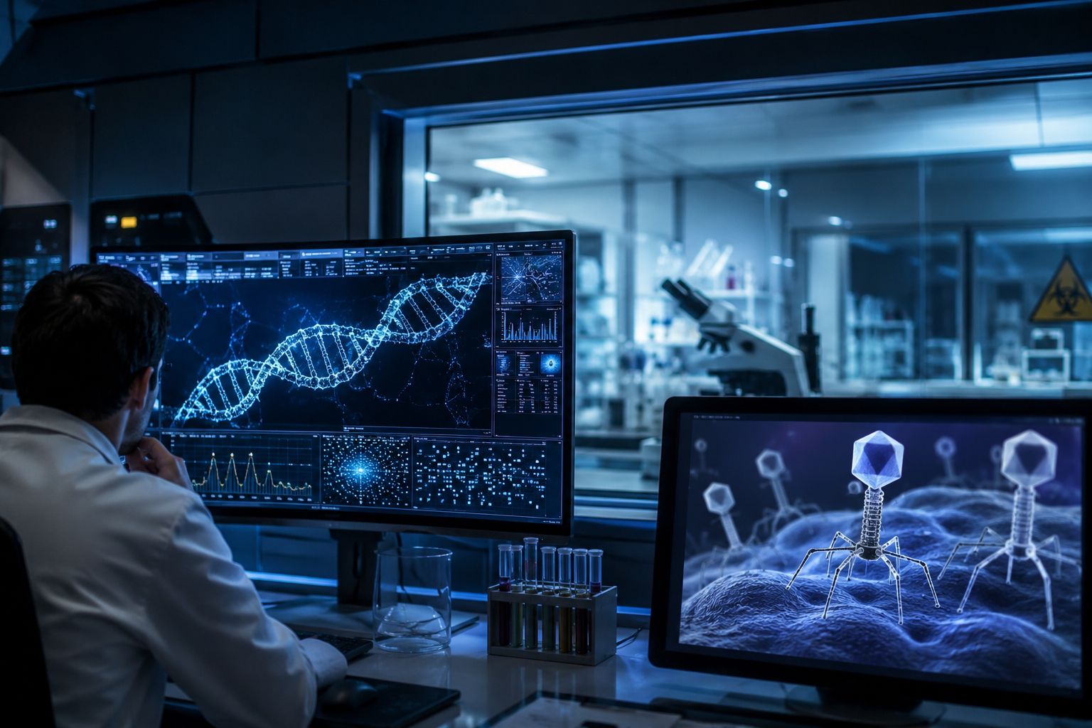Virus creati dall’intelligenza artificiale contro batteri e rischio biosicurezza