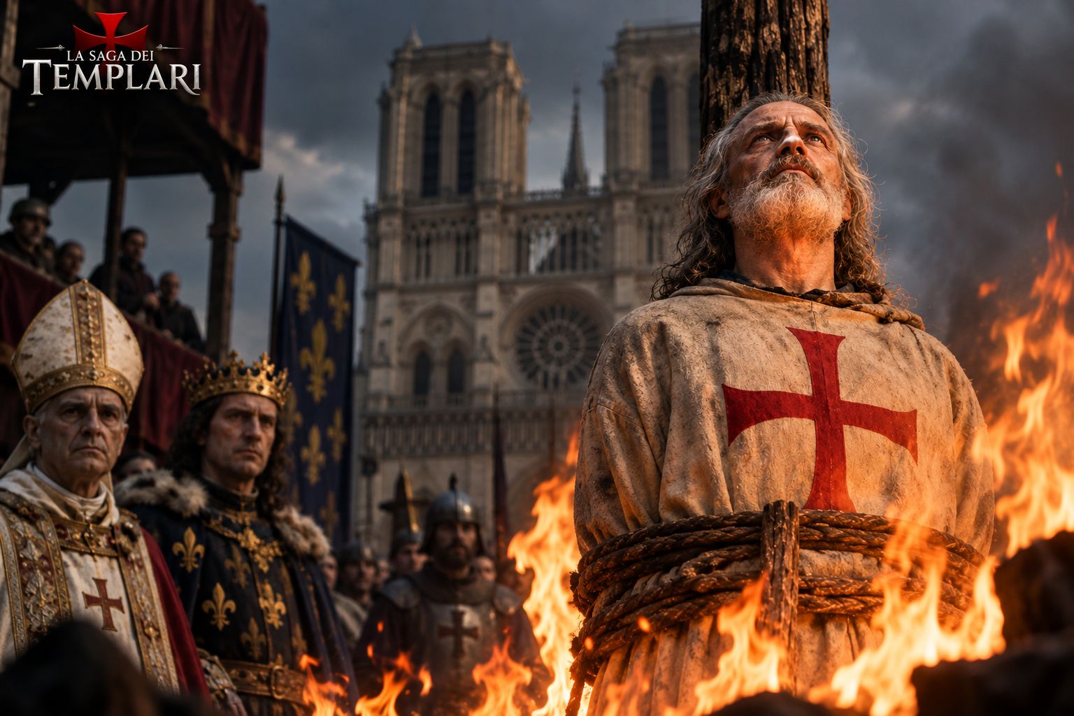 Jacques de Molay sul rogo a Parigi nel 1314