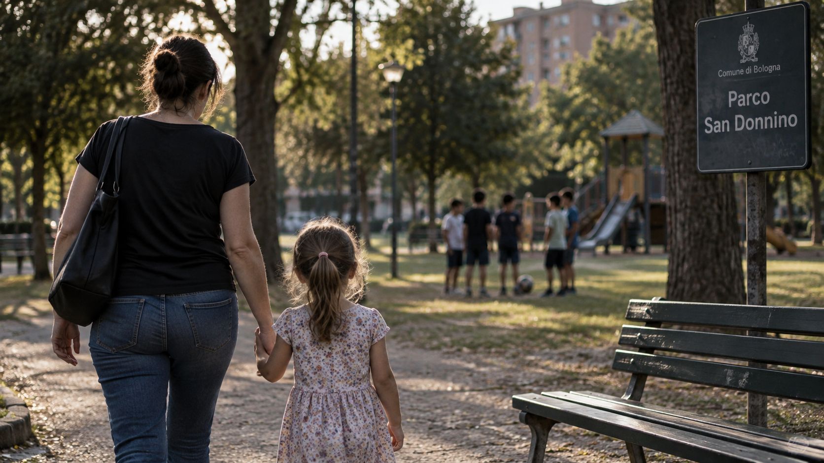 Parco di San Donnino a Bologna, immagine simbolica della bimba aggredita
